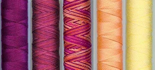 Sue Spargo Eleganza #5 Perle, Five 40yd Spools of Polished Cotton Thread for Embroidery Bundle (F - Cozy)