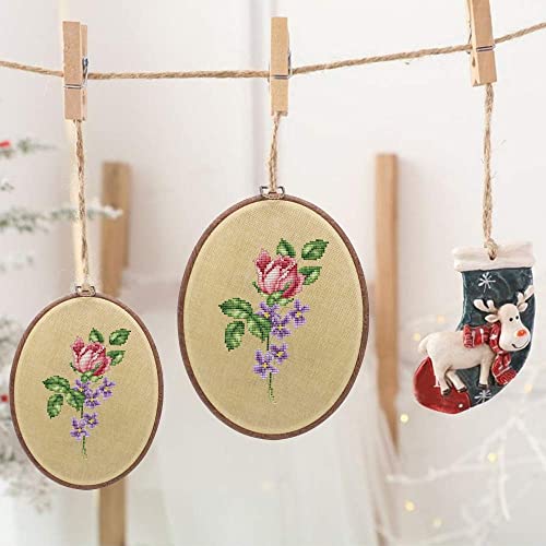 5PCS Oval Embroidery Hoops 5 x 4 Inch Imitation Wood Hoops for Cross Stitch