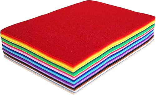 DIYR 40 Pcs Assorted Colored Felt Fabric Sheets, 8 x 12 Inches (30 x 20 cm) – DIY Craft, Sewing, and Patchwork Polyester Felt Sheets in Assorted Colors - size: 8x12 Inches