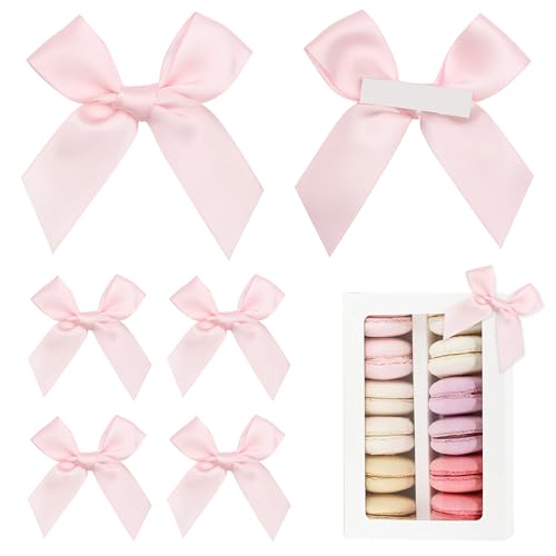 Self Adhesive Baby Pink Satin Ribbon Bows for Crafts 3", 50 Pack - color: Baby Pink