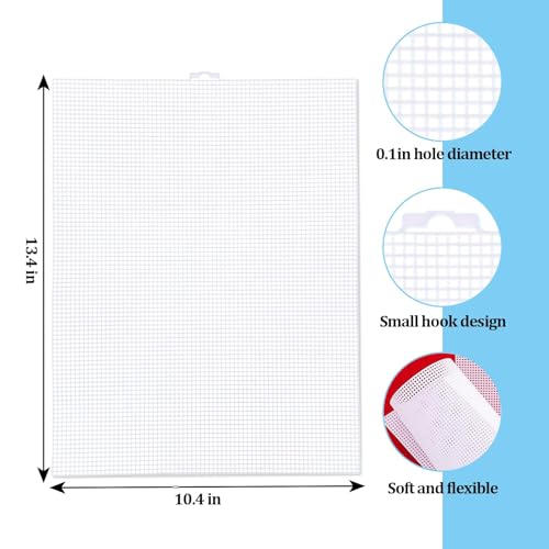 Plastic Canvas Sheets 13.4” x 10.4” Per Sheet, 2.5mm Mesh (About with 7 Holes per inch) Easy-to-Cut Needlepoint Canvas for Cross Stitch, Embroidery, DIY Crafts & Aquarium Dividers (6 Piece) - size: 6 Pcs