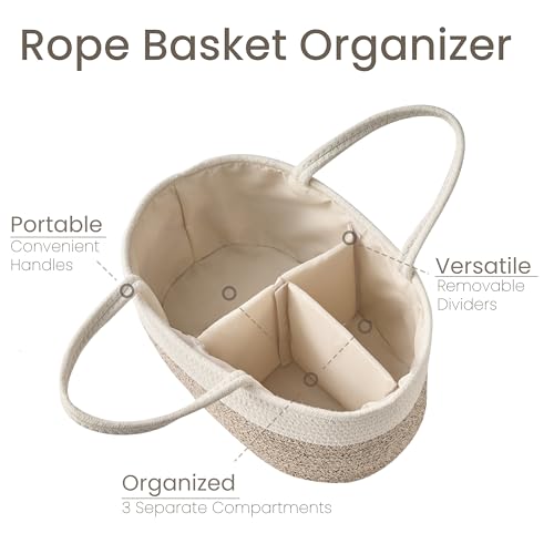 Diaper Caddy Organizer, Gift Basket for Baby Shower, Newborn Essentials - color: White&Beige Brown, size: Large