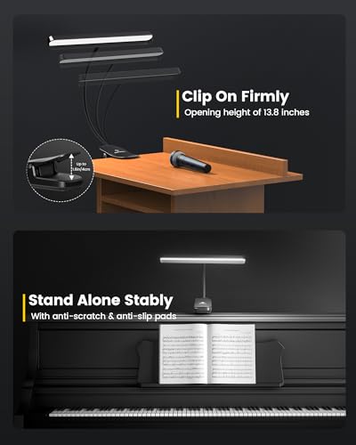 Glocusent 81 LED Music Stand Light, 3 Color & 5 Brightness Piano Lamp - color: Black-Wider Light Bar