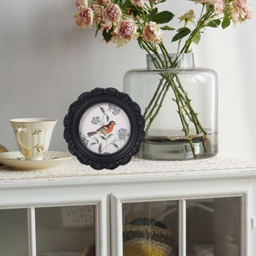 Vintage Picture Frames 4x4 Round Black Antique Picture Frames with Glass Front Handcrafted Rustic Home Decor for Wall Mount and Tabletop Gallery Wall Art - color: Black, size: 4x4 Round