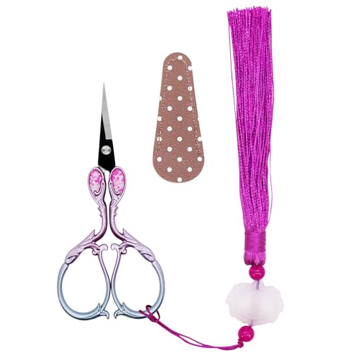 BIHRTC Cross Stitch Scissors Sharp Stainless Steel Dressmaker Scissor with Cover Tassel Vintage Needlework Shears for Embroidery Sewing Machine Needlework Beading DIY Threading - size: 4.5inch, style: Style 1703A