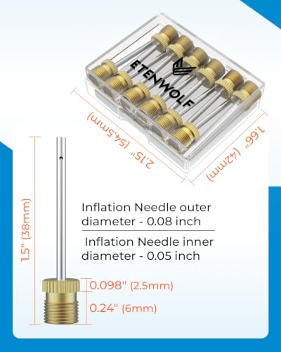 ETENWOLF 12 Pack Brass Ball Pump Needles, No Break Heavy Duty Needles