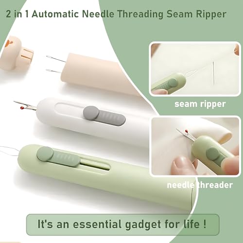 Dual Function Seam Ripper and Needle Threader Compact Design Needle Threaders for Hand Sewing Threaders for Sewing Perfect for Easy Stitch Removal and Threading Needles Efficient Seam Ripping（3PCS） - color: GREEN WHITE ORANGE