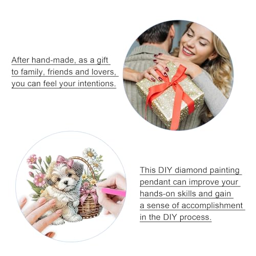 JISHSHAY Diamond Painting Hanging Pendant Dog Diamond Art Hanging Ornament Animal Gem Art Pendant Gem Painting Wind Chimes Mosaic Kits for Adults Windchimes Embroidery Suncatchers Sun Catchers - color: Dog