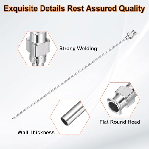 HARFINGTON 10pcs Dispensing Needles 16 Gauge 6 Inch Stainless Steel Blunt Tip Luer Connector for Refilling Glue Oil Thick Liquids Ink Lab Use, Silver - size: 16G 6"