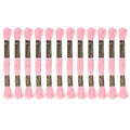 HARFINGTON 12 Skeins Embroidery Floss 8m Each Egyptian Long Fiber Cotton Cross Stitch Thread 26S/2x6 for Embroidery Projects Bracelet, Light Pink - color: Light Pink