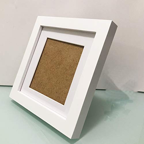 ZXT-parts 5x5 Picture Frames with 4x4 Opening Mat. Set of 2. 5x5 White Square Photo Frame. Solid Wood, Plastic Panel, The Tabletop or The Wall.2 Pack. - size: 5x5 with 4x4 Mat