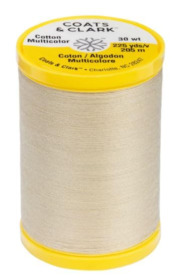 Coats & Clark Cotton All Purpose Sewing Thread 100% Mercerized Cotton 225 Yards Each Spool S970 2 Pack Bundle with 3 Bella's Crafts Needle Threaders (Ecru) - color: Ecru