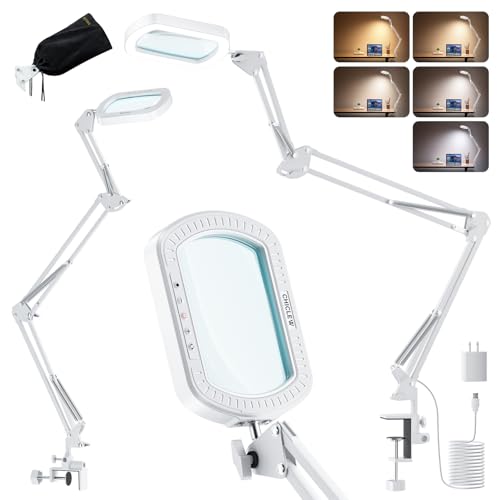 10X Rectangle Magnifying Lamp, Large Magnifying Light with 5 Color Modes - color: White