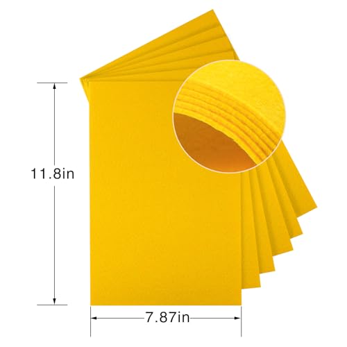 HaoFeiJH Yellow Felt Fabric Sheets - 6PCS Felt Squares - 8x12 A4 Stiff Felt Squares, 1 Colors Felt Papers, 2mm Felt for Sewing, Patchwork, Decoration, DIY Craft Felt - color: 2mm Yellow