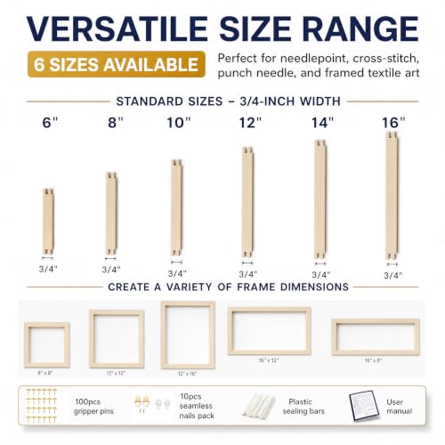KAQAHIDO 6 Szie Needlepoint Stretcher Bars, 12pcs Set - size: Pair Set ( 6"+8"+10"+12"+14"+16")