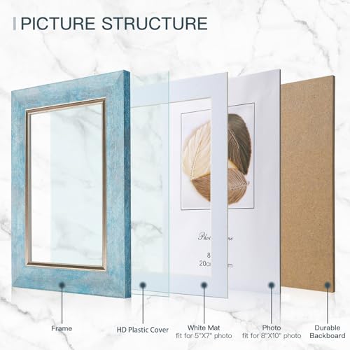 XUANLUO 8x10 Picture Frames Set of 4,Rustic Retro Photo Frame(Blue) - color: Blue-4pcs, size: 8 x 10 inch