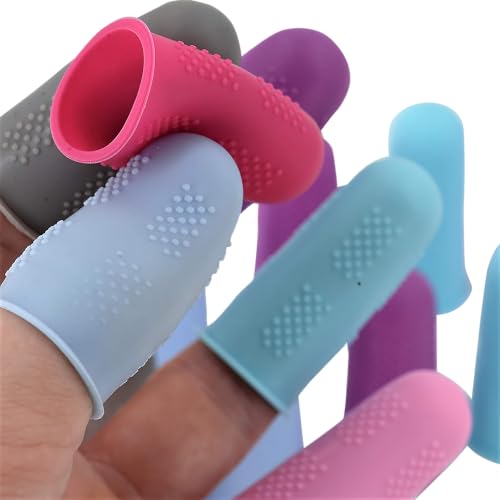 Finger Protectors [Flex Series - 18-Pack] Silicone Non-Stick Finger Covers [All in Size Medium - 3 of Each Color in 6 Colors] for Hot Glue | Sewing | Wax | Rosin | Resin | Honey | Adhesives - color: Medium - [12 Pack]