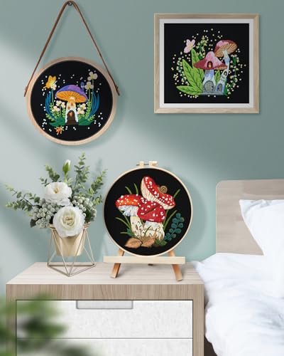 TINDTOP Embroidery Kit for Adult, Mushroom Embroidery Stitch Practice kit - color: Mushroom