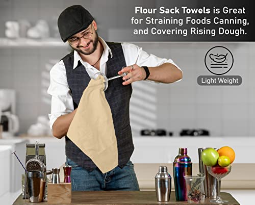 RUVANTI Flour Sack Towels 12 Pack 28”x28”, 100% Cotton Ring Spun – Camel - color: Camel, size: 12 Pack