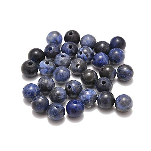 AD Beads Natural Gemstone 8mm Round Loose Beads Big Hole 2.5mm Sized 40pcs (Sodalite) - color: Sodalite