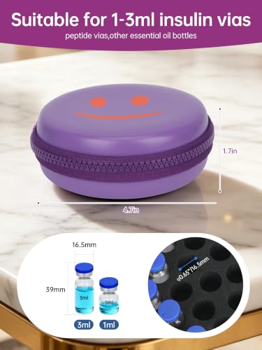 3ml Peptide Case for Fridge/Travel, 19-Slot Peptiide Vial Case for 3ml Vial - color: Purple