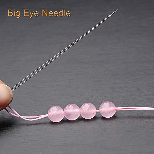 Y-Axis 26 Pcs Assorted Beading Needles Including 6 Pcs Big Eye Beading Needles + 20 Pcs Long Straight Beading Thread Needles with Needle Bottle - style: Silvery needle eyes-26Pcs