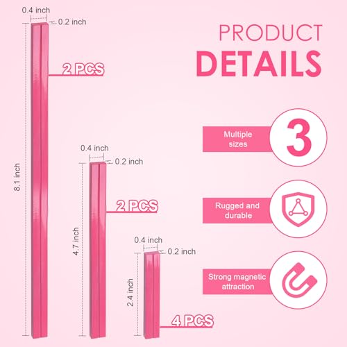 UNIMEIX 8 Pcs Magnetic Strips for Cross Stitch Knitting Chart Keeper Magnet Replacement Set Magnets Crochet Line Keeper Replacement Cross Stitch Supplies for Crafts Work（Exclude Chart Board） (Pink) - color: Pink