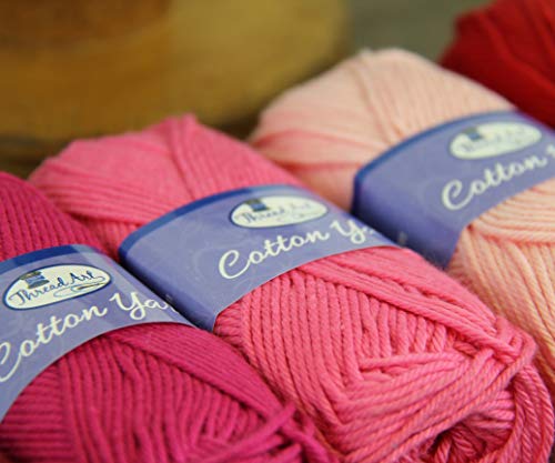 ThreadArt Cotton Crochet Yarn Set #4, 6 Pack 50g 85yd, Rainbow Colors - color: RAINBOW