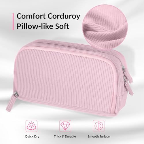 Sooez Big Capacity Pencil Case Pen Pouch, Soft Corduroy Pencil Bag - color: Pink