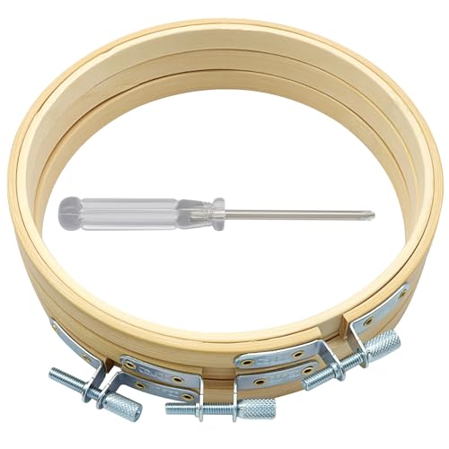 Unlorspy 5 Inch Circle Embroidery Hoops, Round Wood Bamboo, 6Pcs - size: 5"