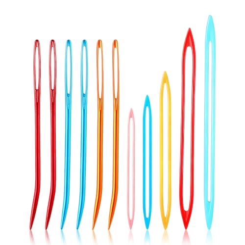 11 PCS Darning Needle, Yarn Needles Large Eye for Crochet Assorted Crochet Needles Multi Sizes Darning Needle for Thick Yarn Knitting Finishing, Plastic & Metal