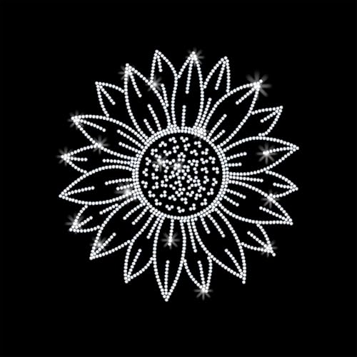 1 Pcs Sunflower Iron on Rhinestones Transfer, Spring Flower Hot Fix Iron on Patch Transfer Decals Crystal Heat Transfer Clothing Repair Decor for T-Shirt Hat Jacket Party - style: Sunflower