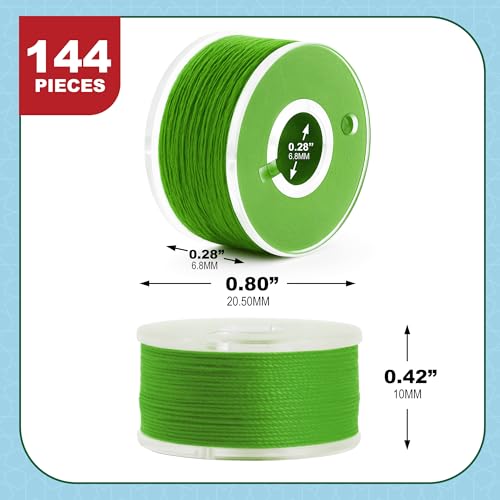 Mandala Crafts Green 15J SA156 Prefilled Bobbin Thread, 144 PCs - color: Green, size: Size A 144 X 142 Yards