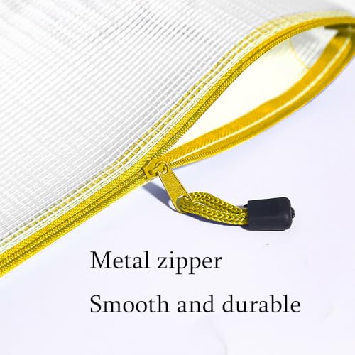 Mesh Zipper Pouch Bag,A3 Zipper Bag for Organizing Storage, Waterproof Zipper Pouch, 17" x 12"/44cm x 32cm, File Bag for School and Office Supplies (Yellow) - color: Yellow