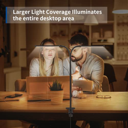 iZELL Desk Lamp, [2 LED Tube] Desk Lamps for Home Office with Clamp, Flexible Gooseneck LED Book Light, Easy Clip on Reading Lights for Bedrooms Beside Table Headboard College Dorm Bed Room - Black - style: 2 LED Lamp