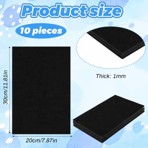 Ymapinc 10Pcs Black Felt Fabric Sheets, 11.7x7.8 Inch - color: Black