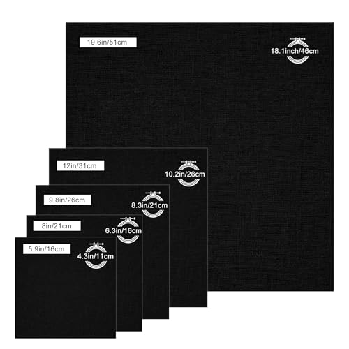 20 PCS Cotton Embroidery Fabric, Pre-Cut Black Cloth Squares - color: Black, size: 5.9 to 19.6 Inch