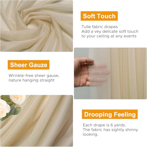Wedding Arch Draping Fabric 1 Panel Champagne Sheer Backdrop Drapes - color: Champagne, size: 1 Panel