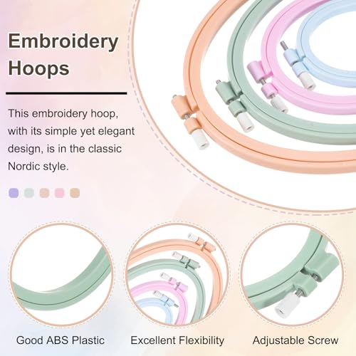 PATIKIL 2 Pieces 6.9" x 9.4" Oval Embroidery Hoops, Adjustable Cross Stitch Hoops Ring ABS Plastic Embroidery Frame Punch Needle Hoop for Sewing, Needlework, DIY Craft, Green - color: Green, size: 6.9" x 9.4"