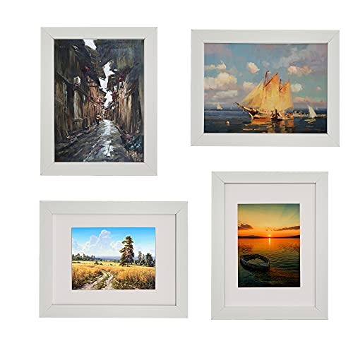 A5 Gallery Picture frames with A6 mat,Freestanding and Wall Mountable Photo Frame,White - color: White, size: 6x8