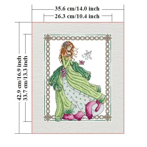Stamped Cross Stitch Kits for Beginners- Full Set of Angel of Peace Embroidery for Adults,11 CT 3 Strands DIY Patterns Counted Arts Craft 14×17 inch - color: Angel of Peace