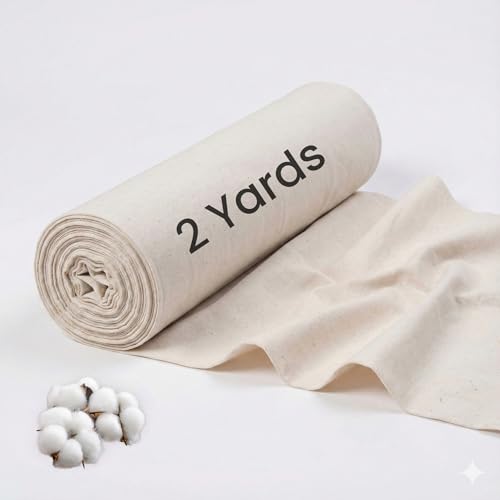 THE ART BOX 100% Cotton Muslin Fabric by The Yard – Natural Unbleached, Medium Weight Sewing Fabric, 63 Inches Wide – Pre-Cut Fabric for Crafts, Quilting & Dressmaking - size: 2 yard pre cut