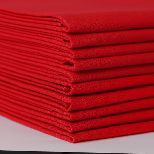 10 Pieces 18 x 21 Inches Cotton Fabric Precut Quilting Fabric Bundles Solid Colors Layer Cakes Quilt Material for DIY Craft Sewing Embroidery (Red) - color: Red