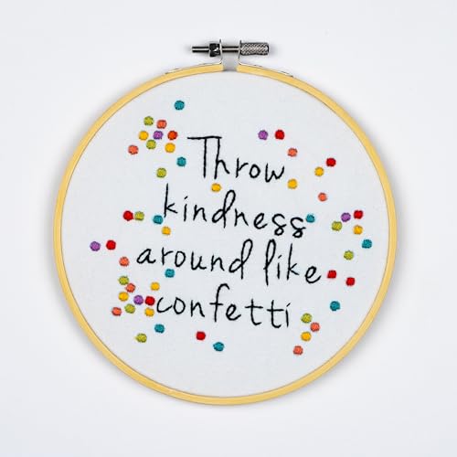 DUTCH STITCH BROTHERS Confetti Embroidery Starter Kit with Pattern and Instructions. Stamped Embroidery Kits with Embroidery Clothes with Pattern. 6" Embroidery Hoop - color: DSB033 Stamped fabric