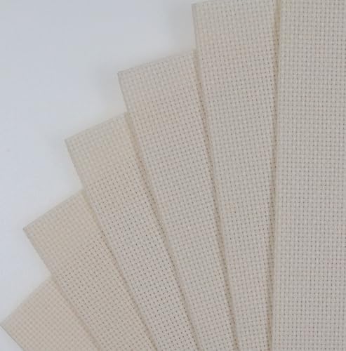 KCS 4/6 pc of 12" x 18" 30cmx45cm 16CT Counted Cotton Aida Cloth Cross Stitch Fabric (Ecru, 6 pc) - color: Ecru, size: 6 pc