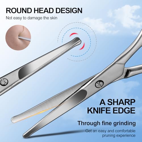 nose hair scissors, 4.1" safe round head design，matte silver - color: Matte Silver