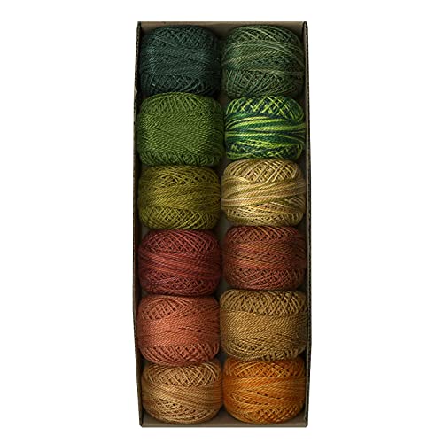 Valdani Pearl Cotton Sz 8 | Accents 2 - Quiet Autumn | 12 Balls 73 Yds - color: Accents 2 - Quiet Autumn S8, size: 8