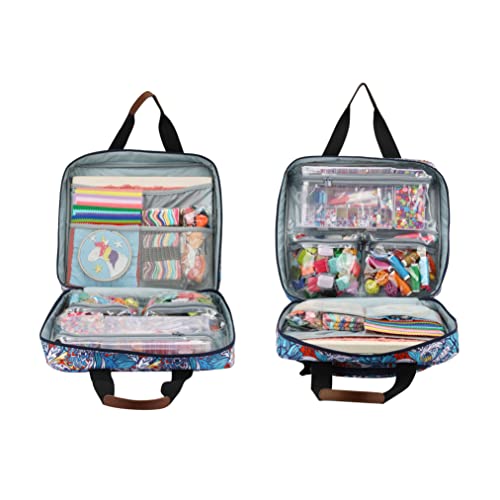 Multifunctional Embroidery Supplies Storage Tote Bag, Large-Capacity Embroidery Project Storage Bag - color: Vector Flower Square
