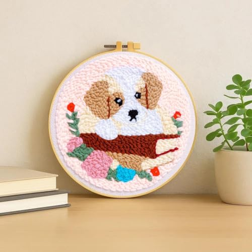 TCDZMYGS Punch Needle Kit for Beginners Adults-Book Dog,with Video Tutorial - color: Punch Needle kit with-1218-2
