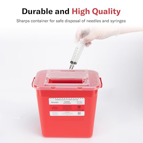 Alcedo Large Sharps Container 2 Gallon (3-Pack) Home & Professional Use